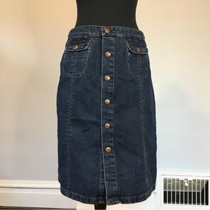 Y2K DKNY Snap Front Denim Midi Skirt, 4